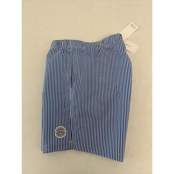 Maamgic Men’s Sz XL Blue & White Striped lined Swim Trunks Shorts - Picture 3 of 8